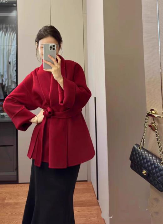 品牌订单山羊绒＋桑蚕丝超细羊毛翻领双面毛呢手工极简大衣 商品图1