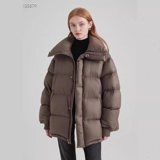 丁摩 90白鸭绒冬装新品大翻领泡芙羽绒服大牌宽松拉链立领外套5ZF-03 商品图0