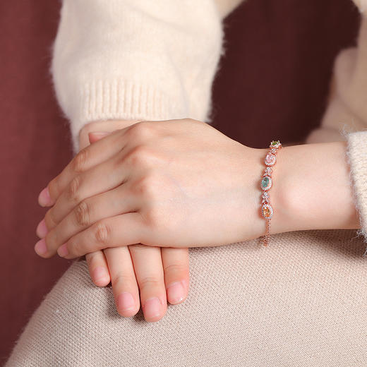 【炫彩蝶】S925纯银镀玫瑰金彩色碧玺蝴蝶手链【CW-SL11886】 商品图3