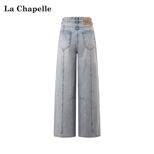 天猫同步【100棉+垂感有型】拉夏贝尔/La Chapelle复古水洗浅蓝牛仔直筒裤新款显瘦显腿直长裤 商品图1