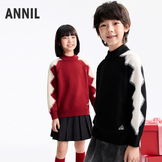 男女童中领长袖针织衫春季新款安奈儿童装EM614675 商品图1