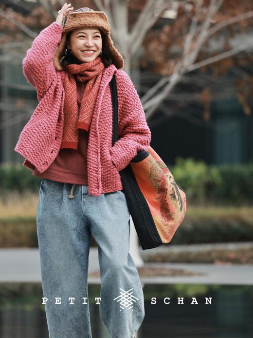 PETIT SCHAN小闪 CLO#1008 Careless 粗心大意 美利奴羊毛羊驼毛混纺粗针彩点开衫 商品图3