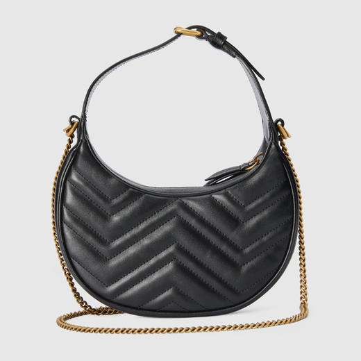 【一】GUCCI 古驰 女士 GG Marmont系列 半月造型迷你手提包 黑色 699514 DTDHT 1000 商品图2