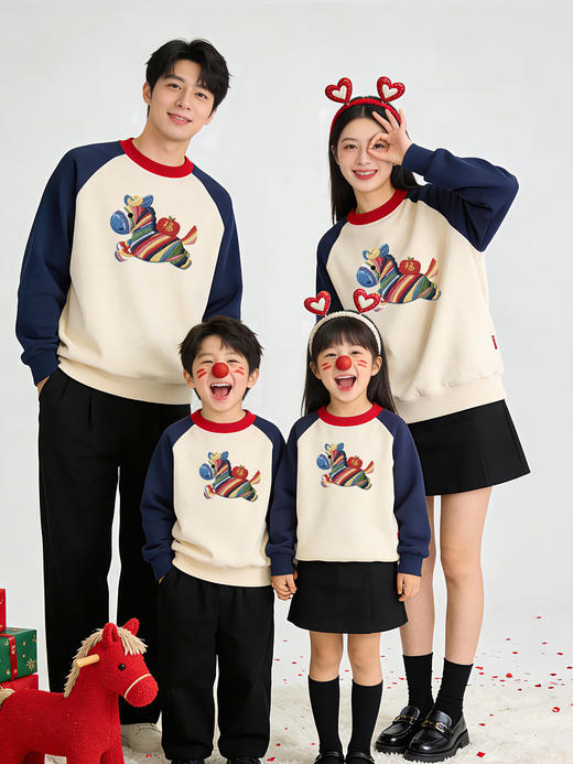 【亲肤柔软保暖❗️充满新年仪式感】2026马年新年春节一家三口四喜庆拜年服红色卫衣亲子装属马本命年过年衣服。jb 商品图3