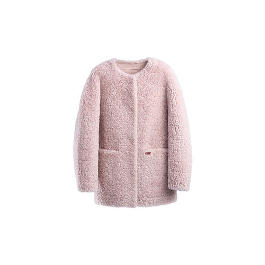 绽放024朵/羊羔毛圆领带手套一手长外套保暖宽松纯羊毛厚外套新款 商品图4