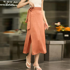 剩S/M 米思阳夏季新款通勤简约风半身裙收腰修身时尚开叉裙子女1467
