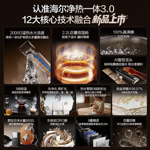 海尔（Haier）新品2000G鲜活水ProMax净热一体3.0天然矿水储热罐厨下净水器可配管线机 6年长效膜通量1200G R988 商品图1