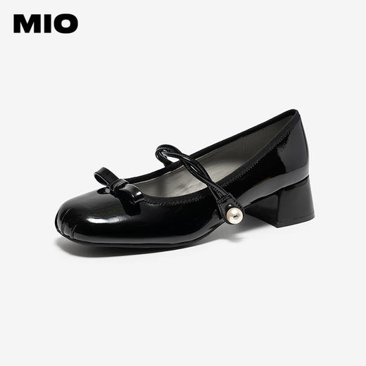 MIO米奥玛丽珍鞋2026春季新款圆头粗跟一字带扣带珍珠蝴蝶结女鞋M261425913 商品图2