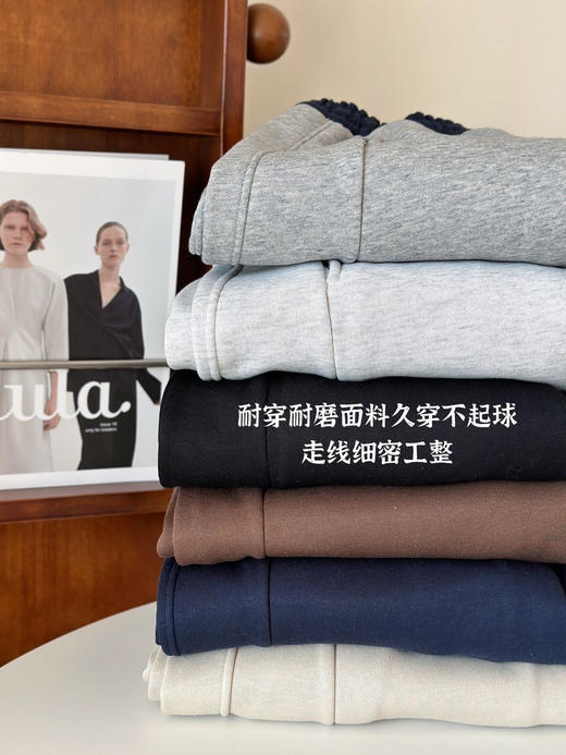 撞色松紧腰新款镰刀加绒两穿棉运动卫裤 商品图5