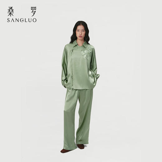 高定芳华』桑罗23姆米重磅国风睡衣套装桑蚕丝女家居服 商品图3