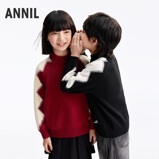 男女童中领长袖针织衫春季新款安奈儿童装EM614675 商品图2