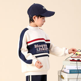 贝田2024新款冬季男童加绒卫衣半高领一体绒儿童加厚酷帅炸街上衣