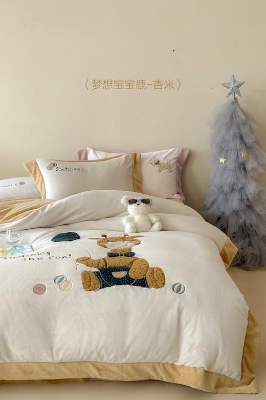 儿童可爱卡通牛奶绒四件套 商品图7