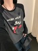 D123024休闲百搭黑色拼接撞色卡通印花长袖T恤上衣 商品缩略图2