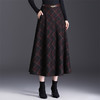 格纹通勤A字裙中长款，修身百褶大摆裙QYM-KYL-016-L 商品缩略图1