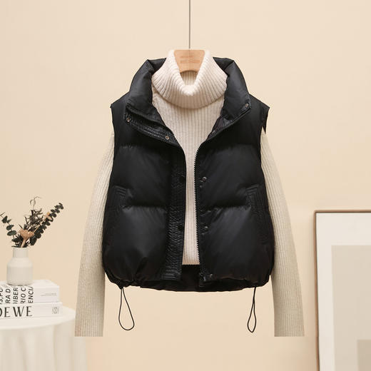免洗PU皮羽绒马甲短款时尚背心坎肩A03 商品图1