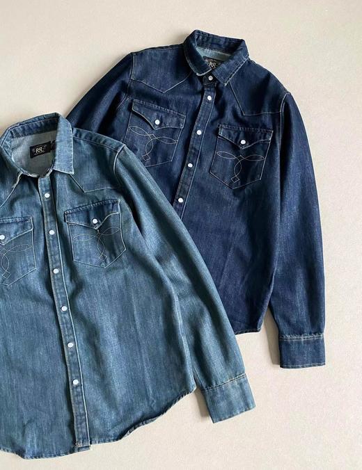 D123008传统美式工装风男士商务休闲牛仔衬衫 商品图2