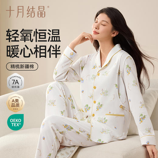 恒温月子服孕妇睡衣女秋冬款套装产妇喂奶哺乳10月家居服 商品图0