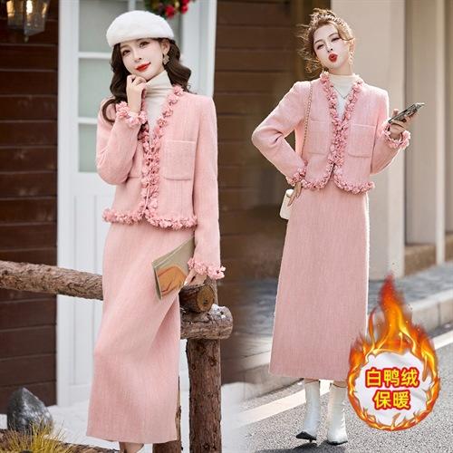 小香白鸭绒羽绒气质保暖冬装，甜美街头风两件套HR-LMJY8861 商品图0