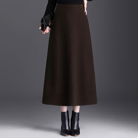 毛呢通勤A字裙垂坠感，显瘦高腰半身裙QYM-25131