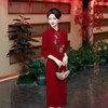 酒红色结婚礼服旗袍喜婆婆婚宴旗袍妈妈装礼服DL62569 商品缩略图3
