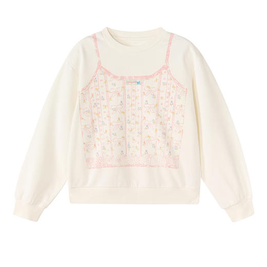 笛莎Deesha 童装女童卫衣2026春新款碎花背心印花卫衣 商品图4