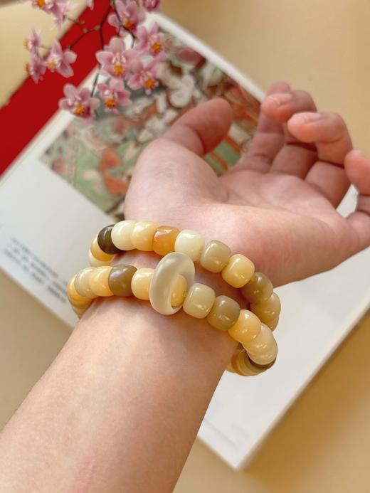 【敦煌色·菩提双圈手串】敦煌福泽天然多宝菩提手串白玉菩提绕指柔跑环老型桶珠双层手串 商品图1