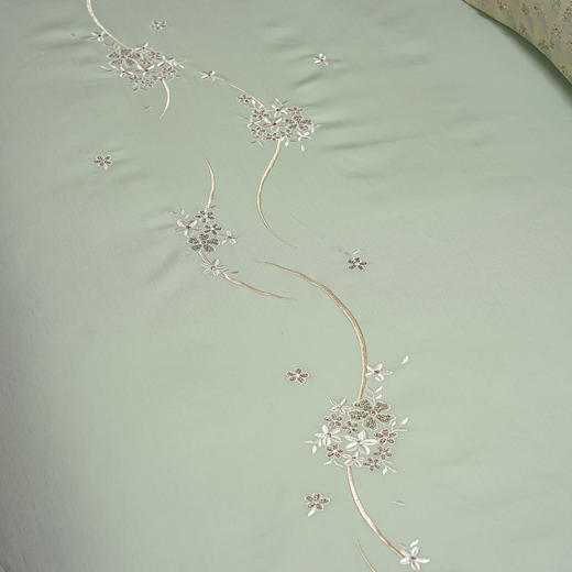 鎏金澳棉四件套 春樱漱雪（奶白绿） 商品图5