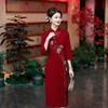 酒红色结婚礼服旗袍喜婆婆婚宴旗袍妈妈装礼服DL62569 商品缩略图2