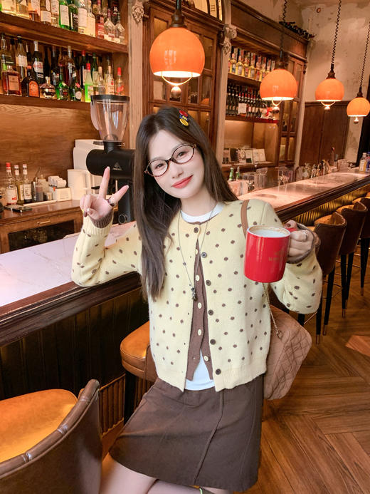 <曾小咸推荐>现货秒杀 ！微信超特价！韩系假两件波点针织开衫 日常199.99 立减110 秒杀89.99！！ 商品图11