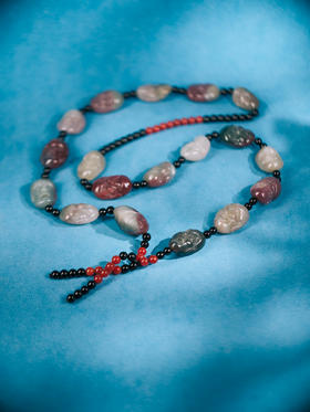 积分兑换：迷罗元和堂 萤石十八罗汉配红玛瑙黑曜石链（链珠径0.8）【器悟雅玩】