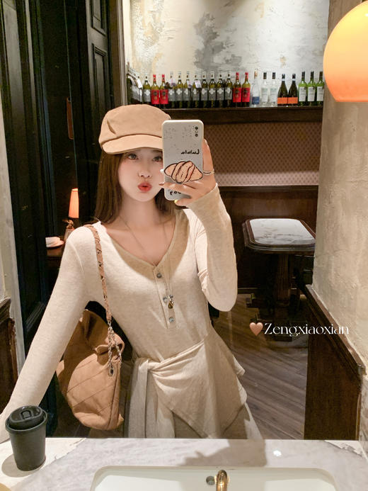 <曾小咸推荐>现货秒杀 ！微信超特价！韩系v领针织连衣裙 日常209.99 立减110 秒杀99.99！！ 商品图10