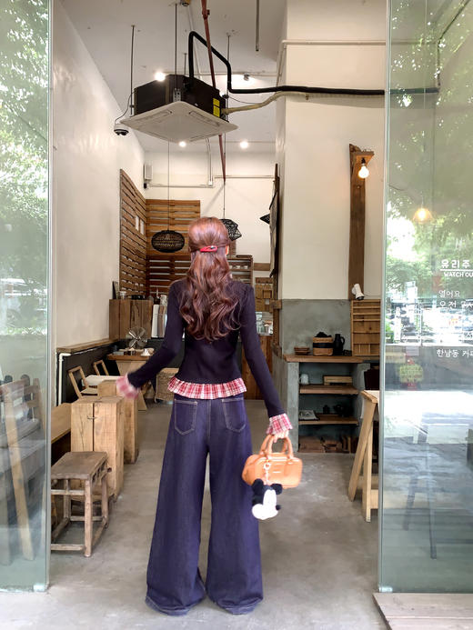 <曾小咸推荐>现货秒杀 ！微信超特价！韩系假两件格子t恤 日常149.99 立减80 秒杀69.99！！ 商品图6