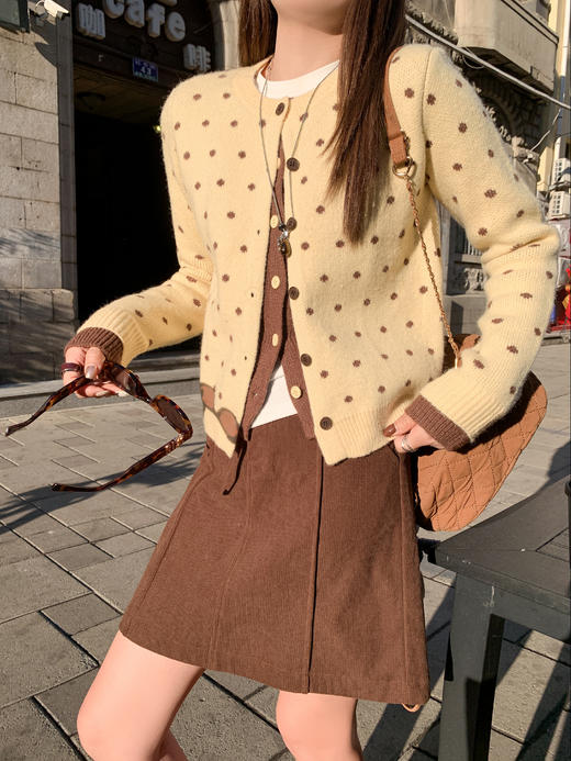 <曾小咸推荐>现货秒杀 ！微信超特价！韩系假两件波点针织开衫 日常199.99 立减110 秒杀89.99！！ 商品图7