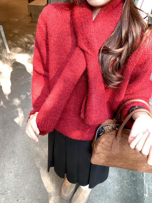 <曾小咸推荐>现货秒杀 ！微信超特价！韩系氛围感毛衣（送围巾） 日常199.99 立减110 秒杀89.99！！ 商品图12