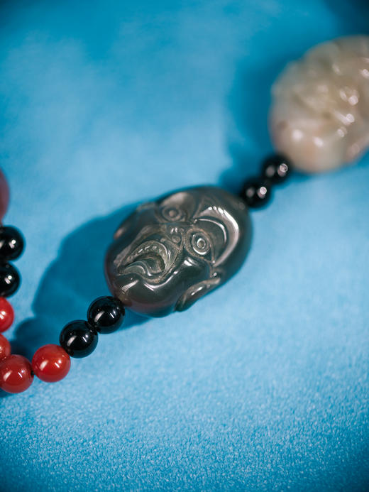 积分兑换：迷罗元和堂 萤石十八罗汉配红玛瑙黑曜石链（链珠径0.8）【器悟雅玩】 商品图2