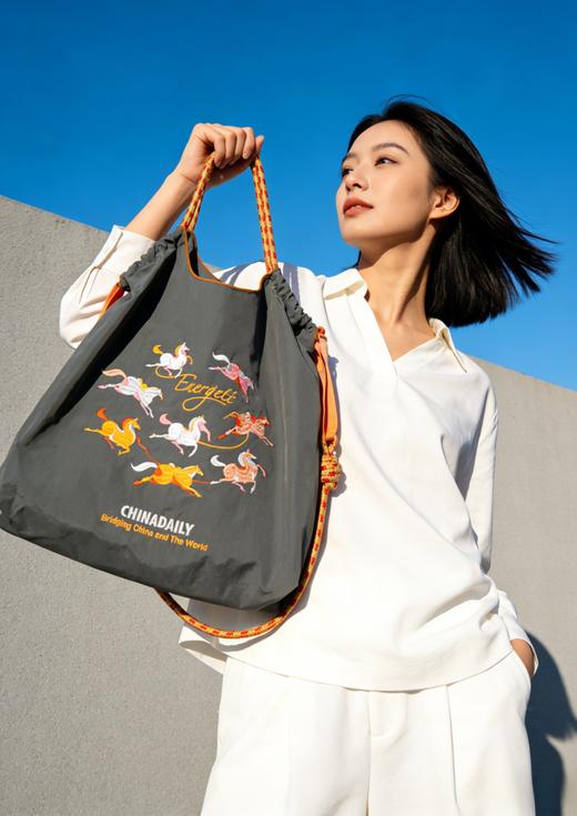 刺绣环保尼龙单肩包 商品图0