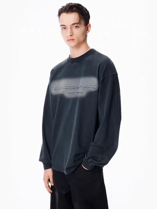 AW大王@lexander立体压花涂层反光水洗密织压纹情侣款圆领长袖 商品图1