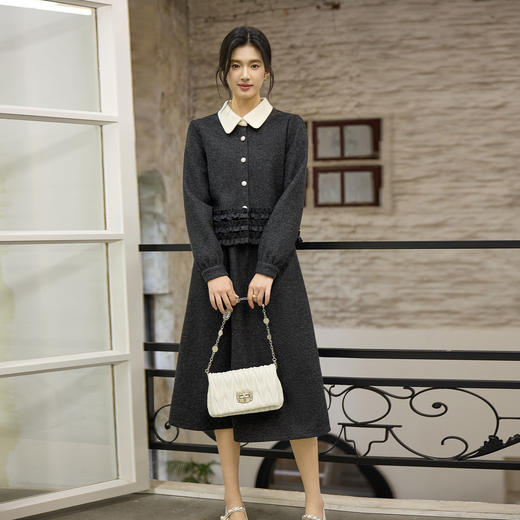 奢姿大码女装2025冬季荷叶边减龄翻领套装胖妹妹轻奢时尚两件套9954953985 商品图4