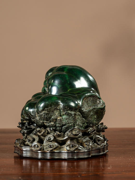 清	孔雀石文房赏石（红木座） 商品图3