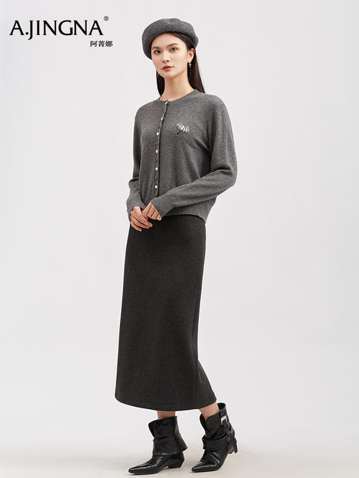 【钉珠刺绣】阿菁娜冬季新款手工钉珠刺绣设计宽松百搭绵羊毛开衫F30D318016 商品图2