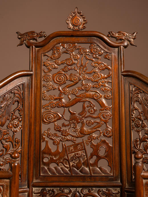 清	黄花梨透雕龙凤纹五屏风式镜台 商品图2