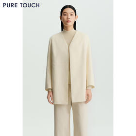 商场同款PURE TOUCH女装26春夏新款v领短外套中长款直筒羊毛外套