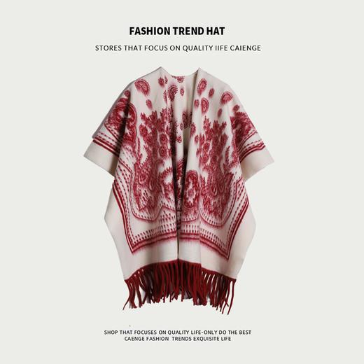 【西北风百分百羊毛披肩斗篷】抗起球加厚开叉披肩女秋冬季超大斗篷塞里木湖保暖空调披风 商品图0