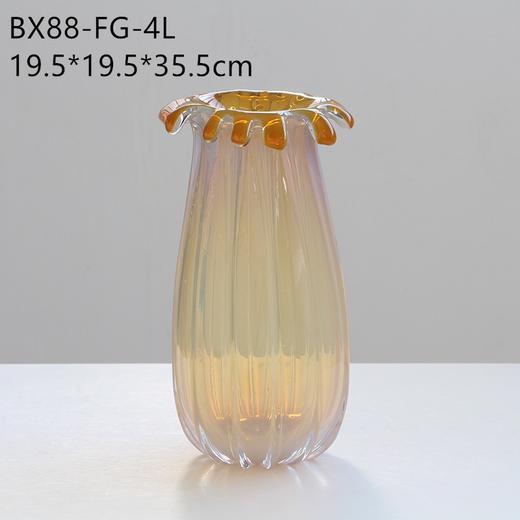 创意花朵造型厚重琉璃花瓶摆件客厅插花北欧波浪口样板间水养花器 商品图3