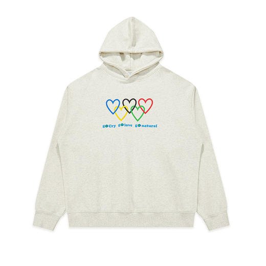 CryingCenter 爱心五色环去爱去哭加薄绒戴帽宽松卫衣 商品图1