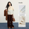 【12/31新品】熙世界【小羊羔初剪羊毛】条纹厚毛衣女冬季圆领牛角扣针织套头衫 商品缩略图2