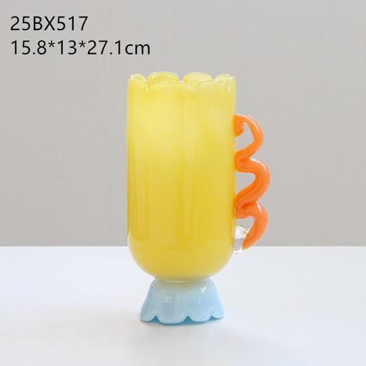 北欧创意单耳直筒彩色玻璃花瓶玄关客厅台面餐桌装饰品鲜花瓶 商品图6