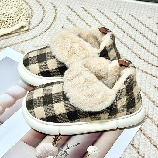 【焕新外穿棉鞋】舒适，高帮防风，卡其格、绿格纹棉拖鞋冬季室内家居，包跟棉鞋，加绒保暖，外穿高级感！ 商品图0