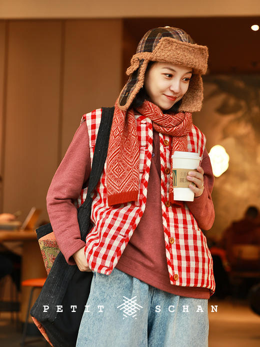 PETIT SCHAN小闪 CLO#1012 Red bean paste 红豆沙 汉麻莱赛尔抓绒连帽卫衣 商品图2